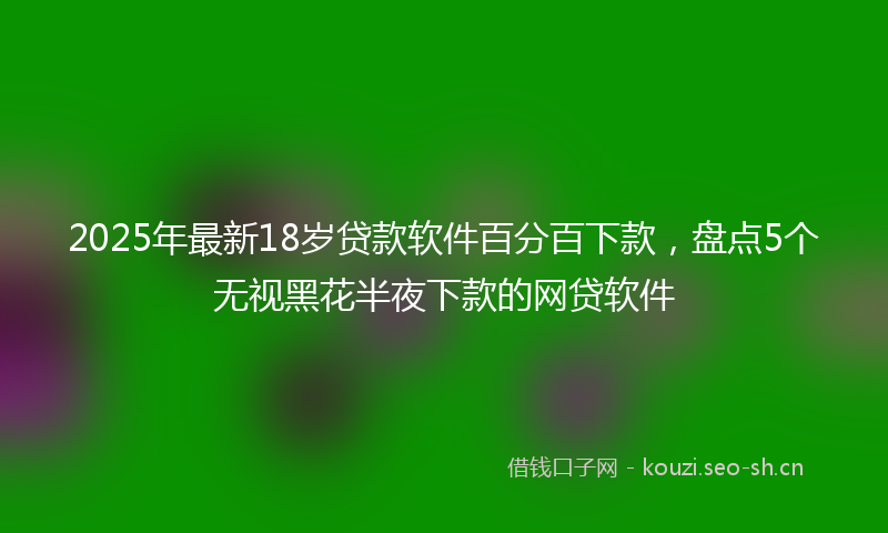 2025年最新18岁贷款软件百分百下款，盘点5个无视黑花半夜下款的网贷软件