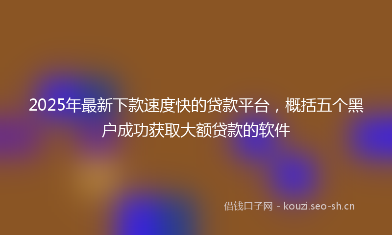 2025年最新下款速度快的贷款平台，概括五个黑户成功获取大额贷款的软件