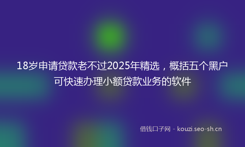 18岁申请贷款老不过2025年精选，概括五个黑户可快速办理小额贷款业务的软件