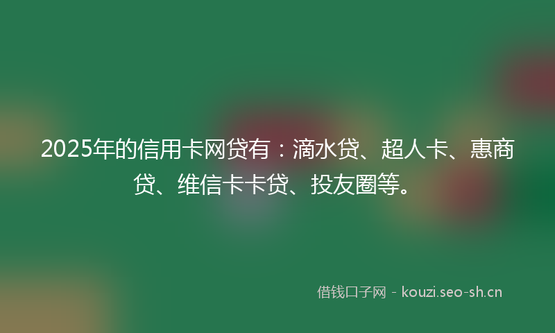 2025年的信用卡网贷有：滴水贷、超人卡、惠商贷、维信卡卡贷、投友圈等。