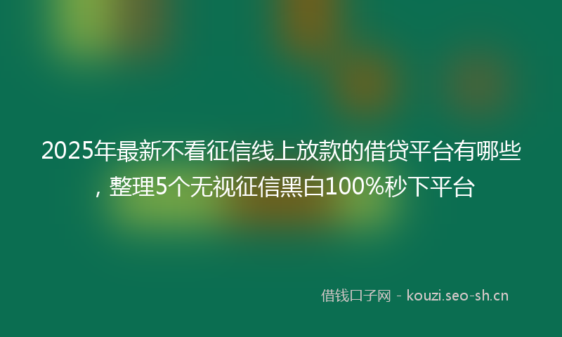 2025年最新不看征信线上放款的借贷平台有哪些，整理5个无视征信黑白100%秒下平台
