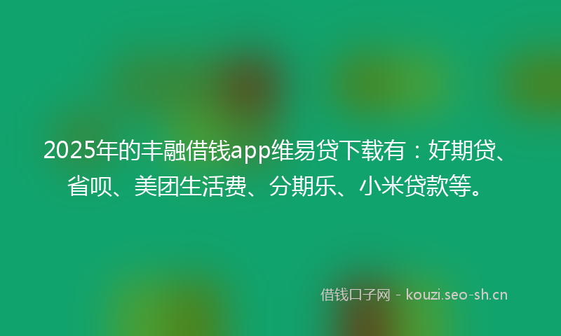 2025年的丰融借钱app维易贷下载有：好期贷、省呗、美团生活费、分期乐、小米贷款等。