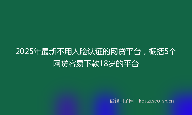 2025年最新不用人脸认证的网贷平台，概括5个网贷容易下款18岁的平台