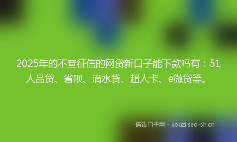 2025年的不查征信的网贷新口子能下款吗有：51人品贷、省呗、滴水贷、超人卡、e微贷等。