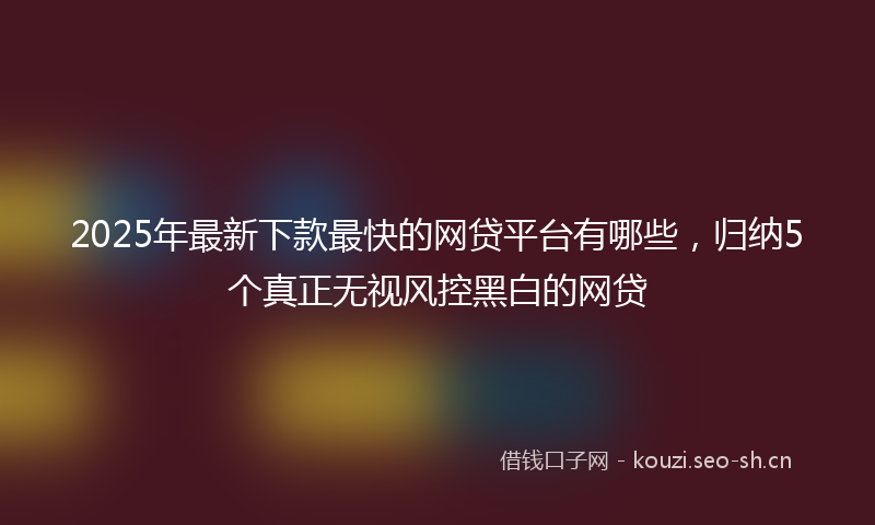 2025年最新下款最快的网贷平台有哪些，归纳5个真正无视风控黑白的网贷