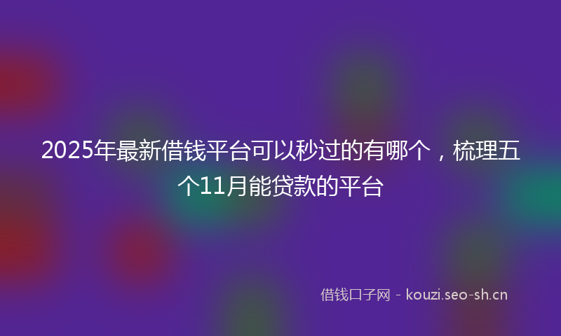 2025年最新借钱平台可以秒过的有哪个，梳理五个11月能贷款的平台