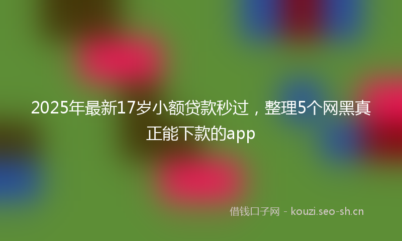 2025年最新17岁小额贷款秒过，整理5个网黑真正能下款的app