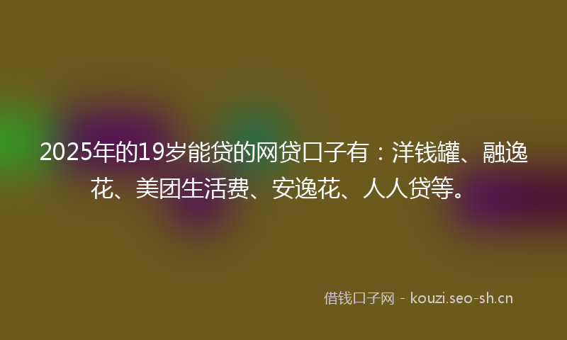 2025年的19岁能贷的网贷口子有：洋钱罐、融逸花、美团生活费、安逸花、人人贷等。