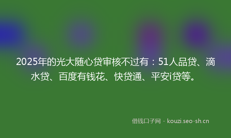 2025年的光大随心贷审核不过有：51人品贷、滴水贷、百度有钱花、快贷通、平安i贷等。