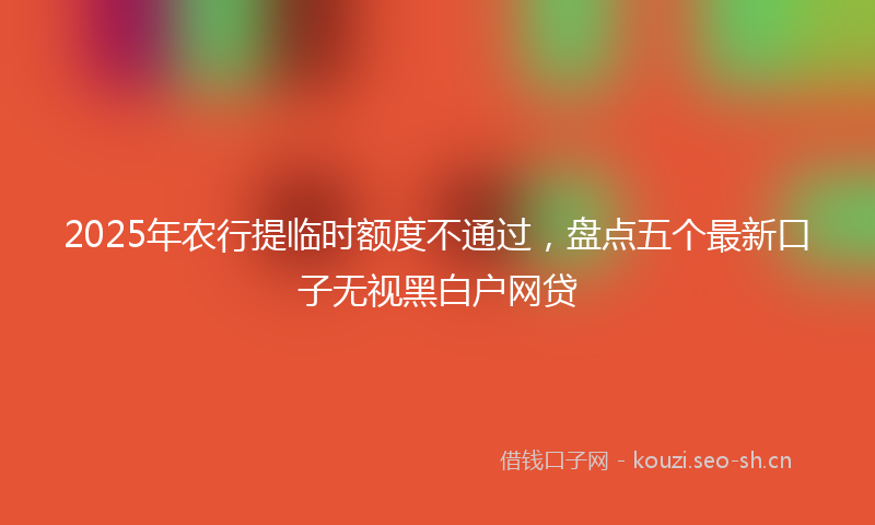 2025年农行提临时额度不通过，盘点五个最新口子无视黑白户网贷