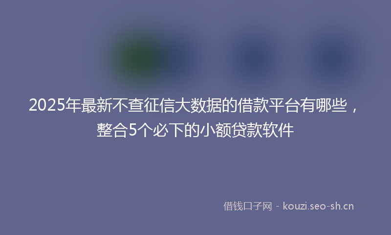 2025年最新不查征信大数据的借款平台有哪些,整合5个必下的小额贷款软件