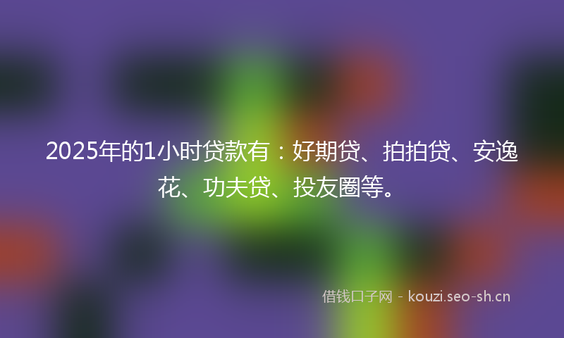 2025年的1小时贷款有：好期贷、拍拍贷、安逸花、功夫贷、投友圈等。