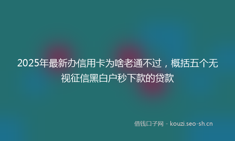 2025年最新办信用卡为啥老通不过，概括五个无视征信黑白户秒下款的贷款