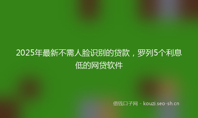 2025年最新不需人脸识别的贷款，罗列5个利息低的网贷软件