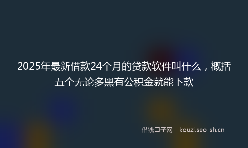 2025年最新借款24个月的贷款软件叫什么，概括五个无论多黑有公积金就能下款