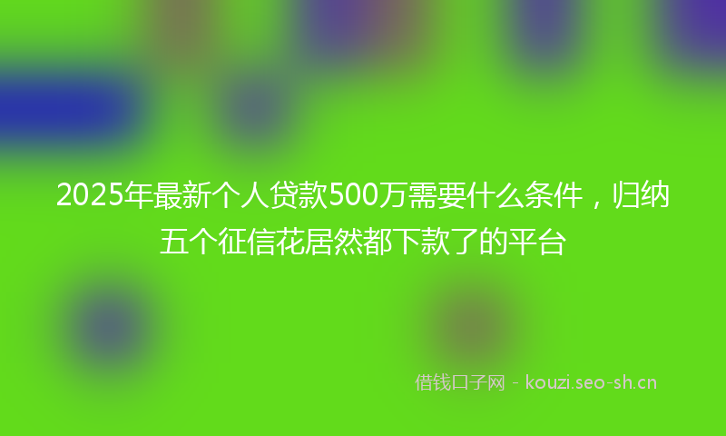 2025年最新个人贷款500万需要什么条件，归纳五个征信花居然都下款了的平台