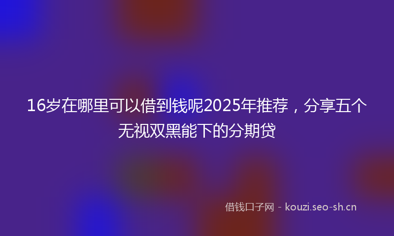 16岁在哪里可以借到钱呢2025年推荐，分享五个无视双黑能下的分期贷