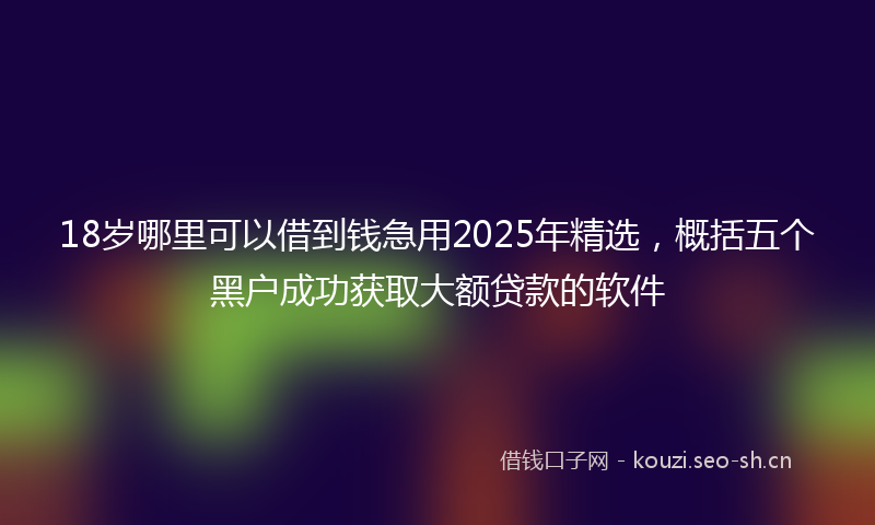 18岁哪里可以借到钱急用2025年精选，概括五个黑户成功获取大额贷款的软件