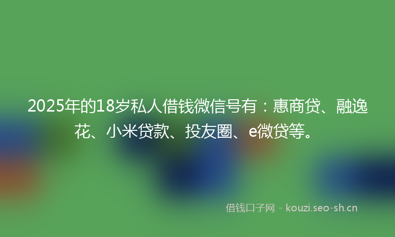 2025年的18岁私人借钱微信号有：惠商贷、融逸花、小米贷款、投友圈、e微贷等。