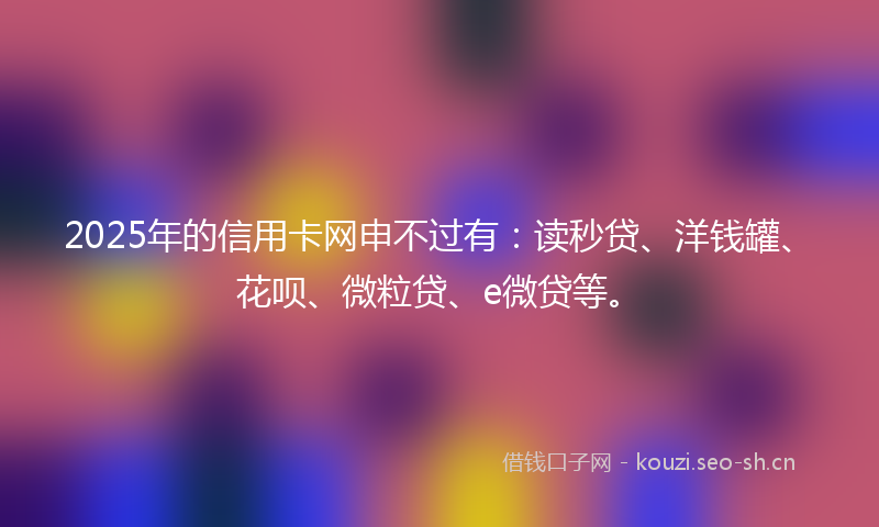 2025年的信用卡网申不过有：读秒贷、洋钱罐、花呗、微粒贷、e微贷等。
