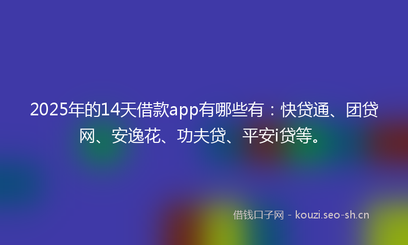 2025年的14天借款app有哪些有：快贷通、团贷网、安逸花、功夫贷、平安i贷等。