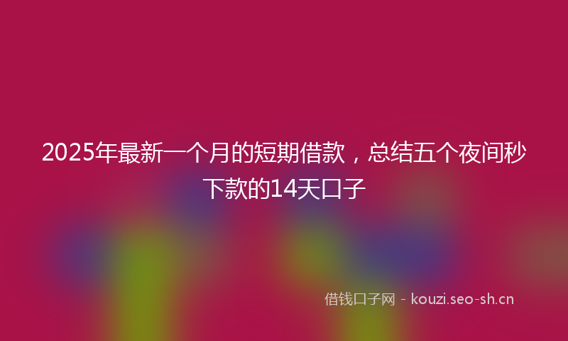 2025年最新一个月的短期借款，总结五个夜间秒下款的14天口子