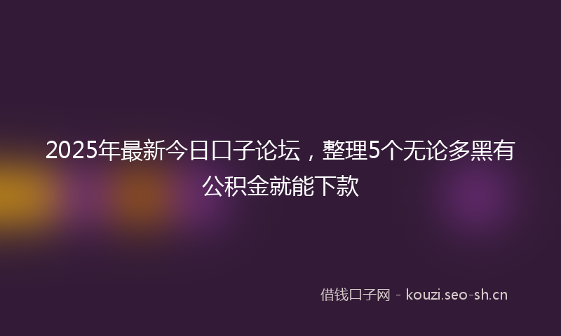 2025年最新今日口子论坛,整理5个无论多黑有公积金就能下款