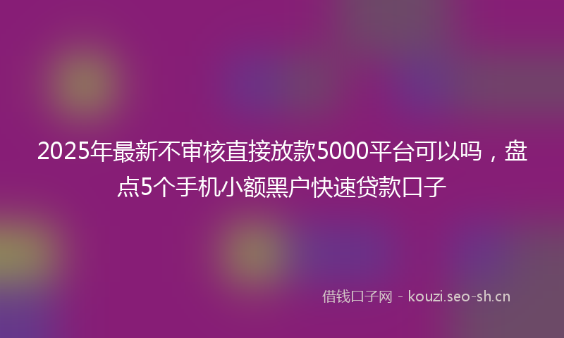 2025年最新不审核直接放款5000平台可以吗,盘点5个手机小额黑户快速贷款口子