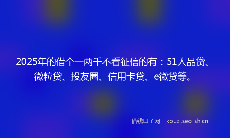 2025年的借个一两千不看征信的有：51人品贷、微粒贷、投友圈、信用卡贷、e微贷等。