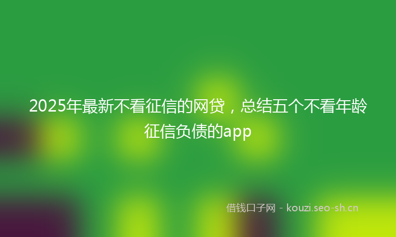 2025年最新不看征信的网贷，总结五个不看年龄征信负债的app