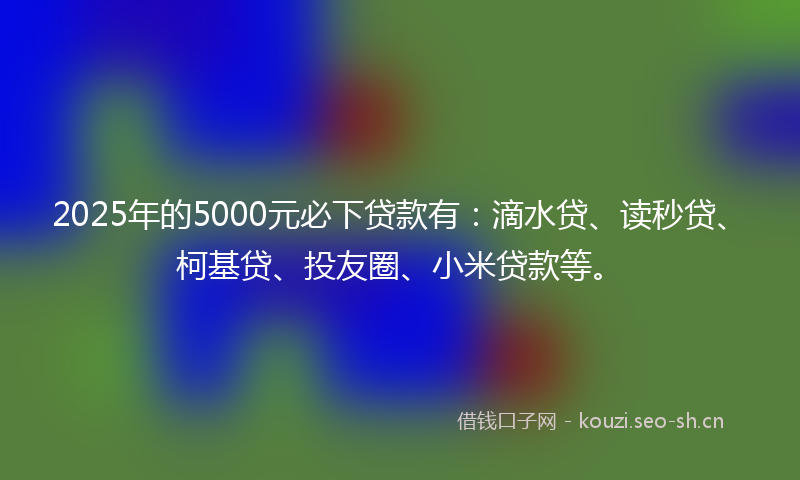 2025年的5000元必下贷款有：滴水贷、读秒贷、柯基贷、投友圈、小米贷款等。