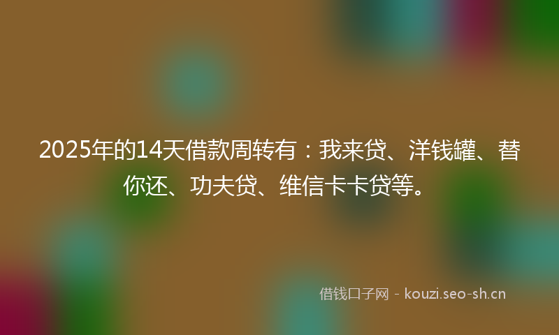 2025年的14天借款周转有：我来贷、洋钱罐、替你还、功夫贷、维信卡卡贷等。