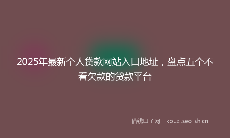 2025年最新个人贷款网站入口地址，盘点五个不看欠款的贷款平台