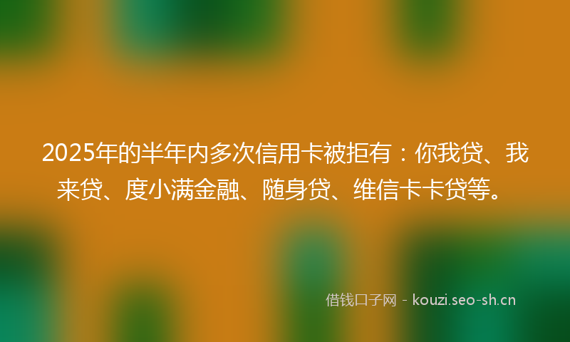 2025年的半年内多次信用卡被拒有:你我贷、我来贷、度小满金融、随身贷、维信卡卡贷等。