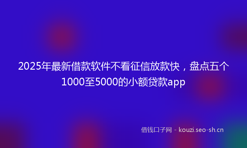 2025年最新借款软件不看征信放款快，盘点五个1000至5000的小额贷款app