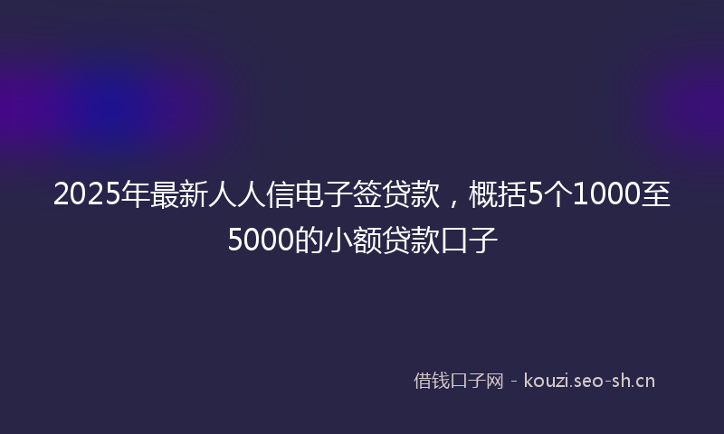 2025年最新人人信电子签贷款，概括5个1000至5000的小额贷款口子
