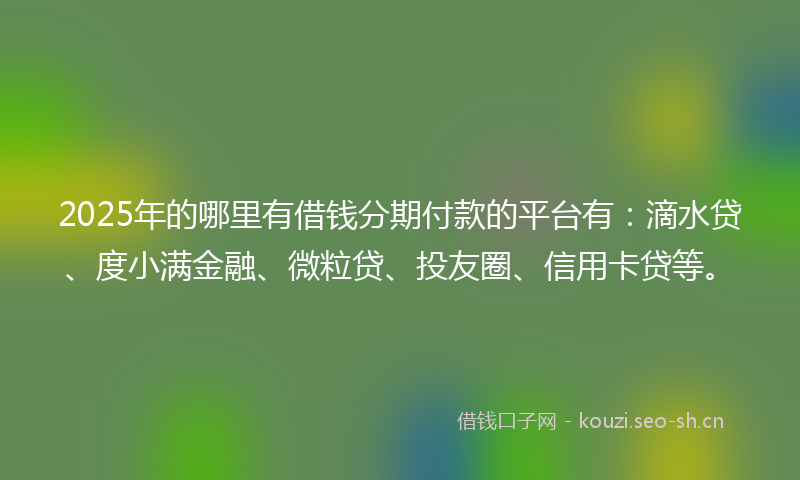 2025年的哪里有借钱分期付款的平台有：滴水贷、度小满金融、微粒贷、投友圈、信用卡贷等。
