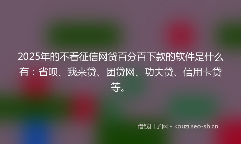 2025年的不看征信网贷百分百下款的软件是什么有：省呗、我来贷、团贷网、功夫贷、信用卡贷等。