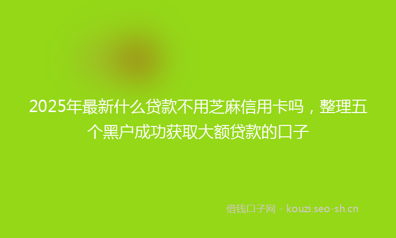 2025年最新什么贷款不用芝麻信用卡吗，整理五个黑户成功获取大额贷款的口子