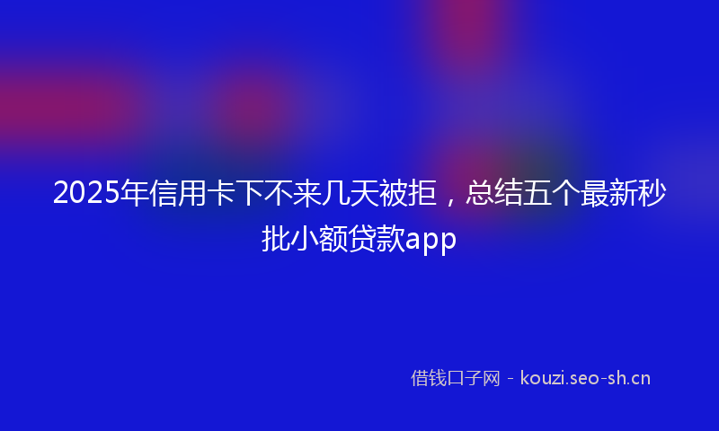 2025年信用卡下不来几天被拒，总结五个最新秒批小额贷款app