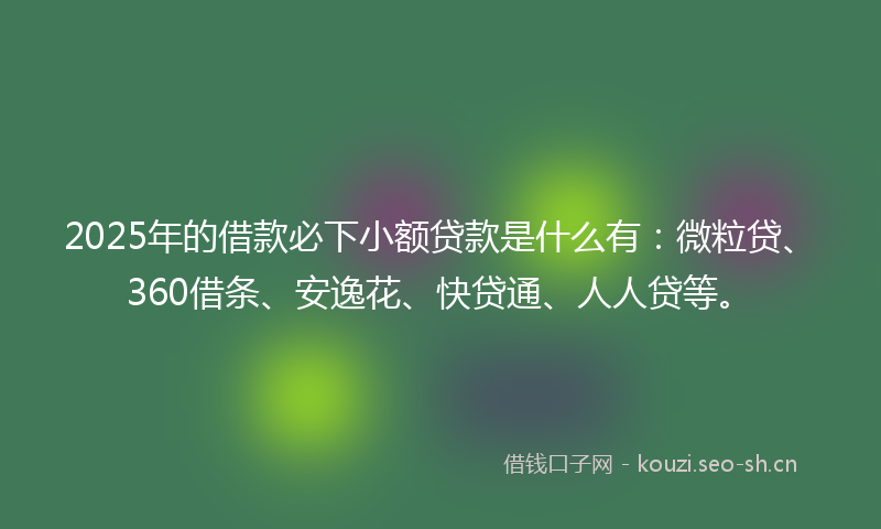 2025年的借款必下小额贷款是什么有：微粒贷、360借条、安逸花、快贷通、人人贷等。