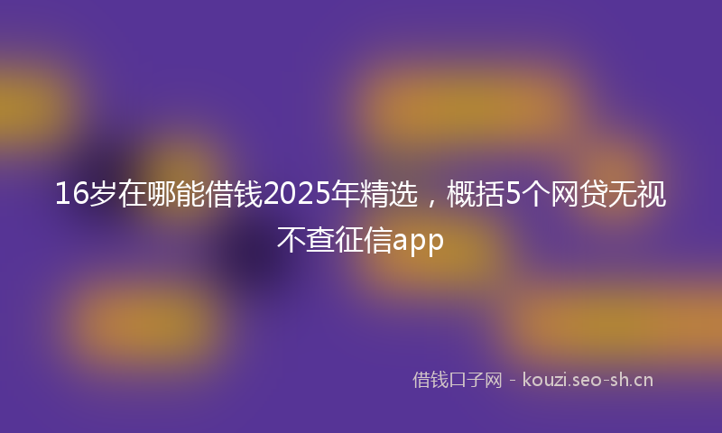 16岁在哪能借钱2025年精选，概括5个网贷无视不查征信app