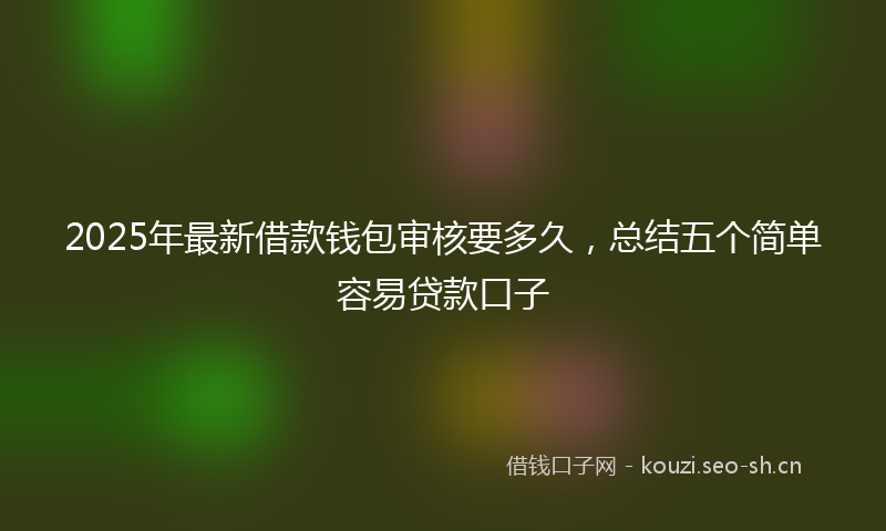 2025年最新借款钱包审核要多久，总结五个简单容易贷款口子