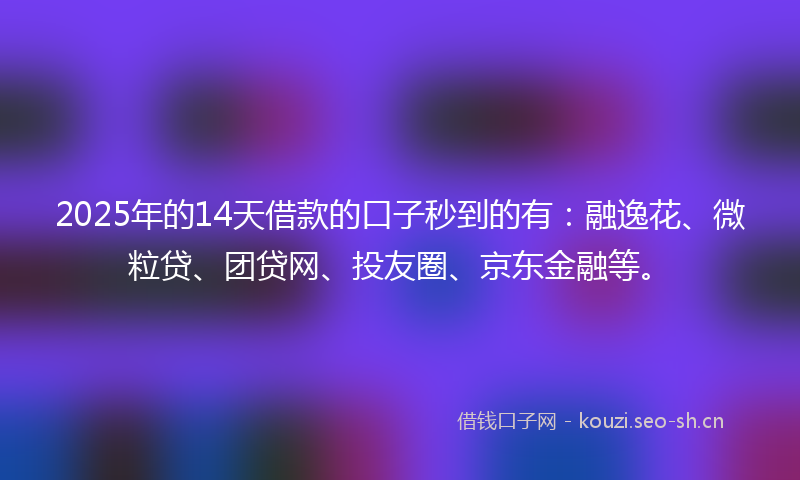 2025年的14天借款的口子秒到的有：融逸花、微粒贷、团贷网、投友圈、京东金融等。