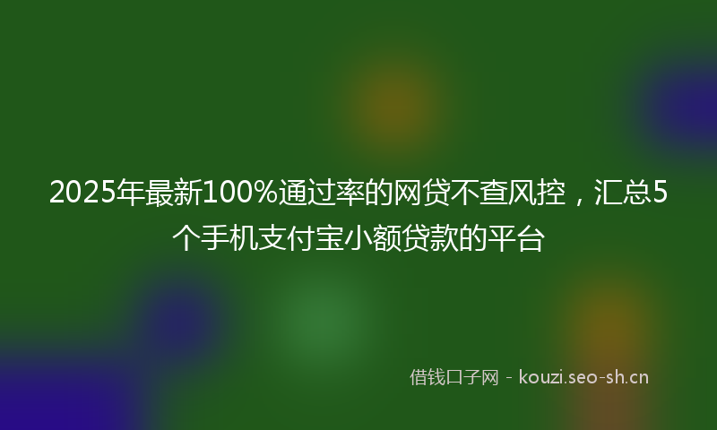 2025年最新100%通过率的网贷不查风控，汇总5个手机支付宝小额贷款的平台