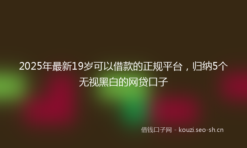 2025年最新19岁可以借款的正规平台，归纳5个无视黑白的网贷口子