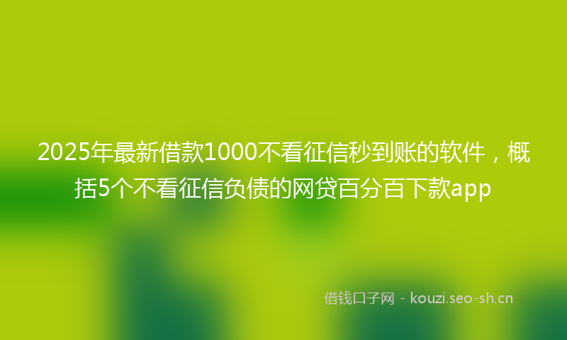 2025年最新借款1000不看征信秒到账的软件，概括5个不看征信负债的网贷百分百下款app