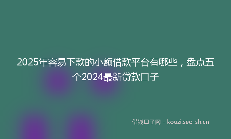 2025年容易下款的小额借款平台有哪些，盘点五个2024最新贷款口子
