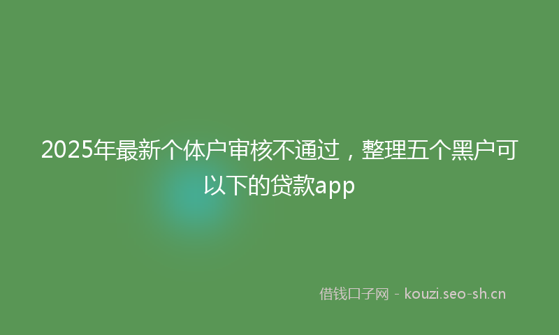 2025年最新个体户审核不通过，整理五个黑户可以下的贷款app