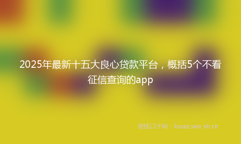 2025年最新十五大良心贷款平台，概括5个不看征信查询的app